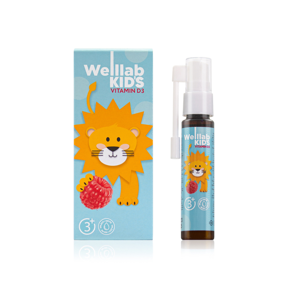 Cпрей с витамином D3 WELLLAB KIDS VITAMIN D3 со вкусом малины, 25 мл 1