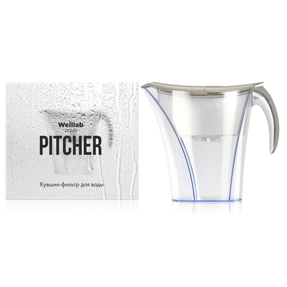 Кувшин-фильтр для воды Welllab Aqua PITCHER, серый 1